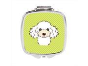 Carolines Treasures BB1319SCM Checkerboard Lime Green White Poodle Compact Mirror 2.75 x 3 x .3 In.