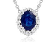 SuperJeweler 14K 2.90 Ct. Fine Quality Sapphire And Diamond Necklace White Gold