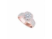 Fine Jewelry Vault UBNR50884EP14CZ Elegant CZ Halo Ring in 14K Rose Gold