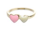 Dlux Jewels Pink White Enamel Hearts Sterling Silver Ring