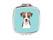 Carolines Treasures BB1140SCM Checkerboard Blue Jack Russell Terrier Compact Mirror 2.75 x 3 x .3 In.