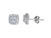 YGI Group SSE287 Sterling Silver Cushion Cut Stud Earrings With Cubic Zirconia