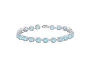 Fine Jewelry Vault UBBR55AGAQ Sterling Silver Prong Set Round Created Aquamarine Bracelet with 12 CT TGW