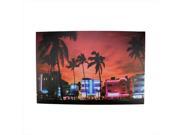 NorthLight 23.5 in. Battery Operated 8 LED Sunset South Beach Scene Canvas Wall Hanging