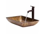 VIGO Rectangular Amber Sunset Glass Vessel Sink and Faucet Set in Oil Rubbed Bronze