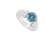 FineJewelryVault UBJ945W14Q 101 Blue Diamond Ring 14K White Gold 2.00 CT Diamond Size 7