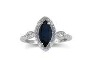 SuperJeweler 10K 0.75 Ct. Marquise Sapphire And Diamond Ring White Gold