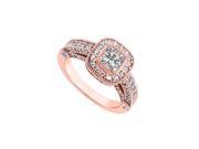 Fine Jewelry Vault UBJ6294AGVRCZ CZ Halo Engagement Rings in 14K Rose Gold Vermeil 1.5 CT TGW April Birthday Gift