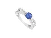 FineJewelryVault UBJS3134AW14DS 110 Sapphire and Diamond Engagement Ring 14K White Gold 0.75 CT TGW