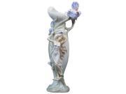 Unicorn Studios AP20151AA Pale Blue Porcelain Vase Nymph with Purple Iris