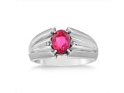SuperJeweler 1.5 Ct. Created Ruby And Diamond Mens Ring Crafted In Solid White Gold