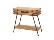 EcWorld Enterprises 7753855 Handcrafted Wooden Metal Frame Removable Storage Trunk Accent Table
