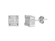 YGI Group SSE204 Sterling Silver Square Micropave Stud Earrings With Cubic Zirconia