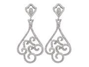 Dlux Jewels Rhodium Plated Sterling Silver S Design Cubic Zirconia Dangle White Post Earrings