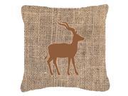 Deer Burlap and Brown Canvas Fabric Decorative Pillow BB1121