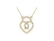 Fine Jewelry Vault UBPDS84407Y14D Diamond Petite Heart Lock Charm Pendant in 14kt Yellow Gold 0.50.ct.tdw