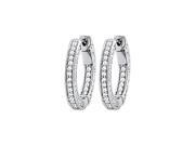 Fine Jewelry Vault UBNERV1ER038AGCZ20 CZ 20mm 3 Sided Inside Out Hoop Earrings in White Rhodium over Sterling Silver