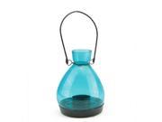 NorthLight 5 in. Transparent Blue Glass Tapered Bottle Tea Light Candle Lantern