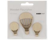 Kaisercraft FL437 Wood Flourishes 3 Pkg Hot Air Balloons