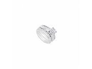 Fine Jewelry Vault UBJS238ABW14CZ CZ Engagement Ring With Wedding Band Sets 14K White Gold 1.25 CT TGW
