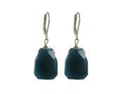 Dlux Jewels Teal Semi Precious Stone Gold Tone Sterling Silver Lever Back Earrings 1.54 in.