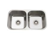Houzer PND 3100 1 16 Gauge Eston Series Undermount Stainless Steel 50 50 Double Bowl Kitchen Sink