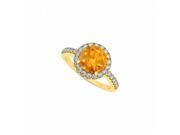 Fine Jewelry Vault UBNR84062AGVYCZCT Halo Engagement Ring With November Birthstone Citrine CZ in 18K Gold Vermeil 30 Stones