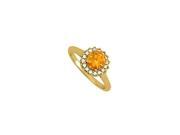 Fine Jewelry Vault UBNR84371AGVYCZCT Citrine CZ Halo Engagement Ring in Yellow Gold Vermeil 26 Stones