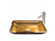 VIGO Rectangular Copper Glass Vessel Sink and Shadow Faucet Set in Brushed Nickel Finish