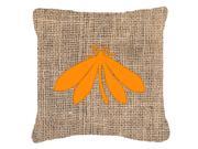 Moth Burlap and Orange Canvas Fabric Decorative Pillow BB1060
