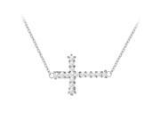 Fine Jewelry Vault UBNPD32426AGCZ April Birthstone Cubic Zirconia Horizontal Cross Pendant in 925 Sterling Silver