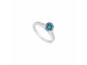 Fine Jewelry Vault UBJS224AW14QDRS4 14K White Gold Blue Diamond Engagement Ring 0.60 CT Size 4