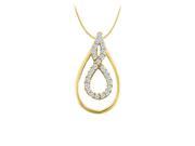 Fine Jewelry Vault UBNPD32194AGVYCZ 0.25 Carat Double Teardrop Pendant with CZs in Yellow Gold Vermeil over Sterling Silver