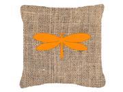 Moth Burlap and Orange Canvas Fabric Decorative Pillow BB1061
