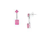 FineJewelryVault UBIC807W 107 Pink Topaz and Diamond Earrings 14K White Gold 3.00 CT TGW