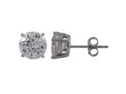 Dlux Jewels White 7 mm Cubic Zirconia Rhodium Plated Sterling Silver Post Stud Earrings