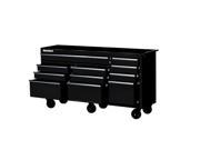 International WRB 7311WTBU 73 in. 11 Drawer Ball Bearing Slides Roller Cabinet with Hard Wood Top in Black