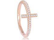 Doma Jewellery SSRZ637RG7 Sterling Silver Ring Side way Cross With CZ Size 7