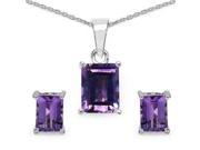 Majesty Diamonds Octagon Cut Amethyst Gemstone Pendant Set in 0.925 Sterling Silver With Chain 3.6 Carat