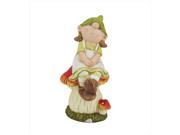 NorthLight 2 Assorted Young Boy And Girl Gnome On A Mushroom Outdoor Patio Garden Figures 11 in.