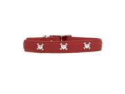 Rockinft Doggie 844587014810 1 in. x 18 in. Leather Collar with Heart Bones Rivet Red