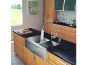 VIGO All in One 33 inch Farmhouse Stainless Steel Double Bowl Kitchen Sink and Chrome Faucet Set