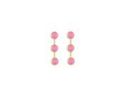 Fine Jewelry Vault UBERBK7155Y14PS Totaling 5 Carat Created Pink Sapphire Drop Station Earrings in 14K Yellow Gold Bezel Setting