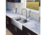 VIGO All in One 33 inch Farmhouse Stainless Steel Double Bowl Kitchen Sink and Faucet Set