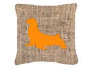 Seal Burlap and Orange Canvas Fabric Decorative Pillow BB1027