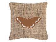 Butterfly Burlap and Brown Canvas Fabric Decorative Pillow BB1031