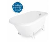 American Bath Factory T040A WH L DM 7 Champagne Jester 54 in. White Acrastone Tub Drain White Metal Finish Small