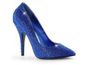 Pleaser SED420RS_RYBLSA 5 Rhinestone Covered Pointed Toe Pump Shoe Royal Blue Size 5