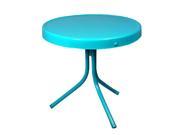 NorthLight 20 in. Turquoise Blue Retro Metal Tulip Outdoor Side Table