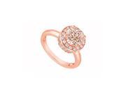 Fine Jewelry Vault UBJ8901P14CZMG Pastel Pink Morganite With CZs Halo Engagement Ring 14K Rose Gold Top Design 51 Stones